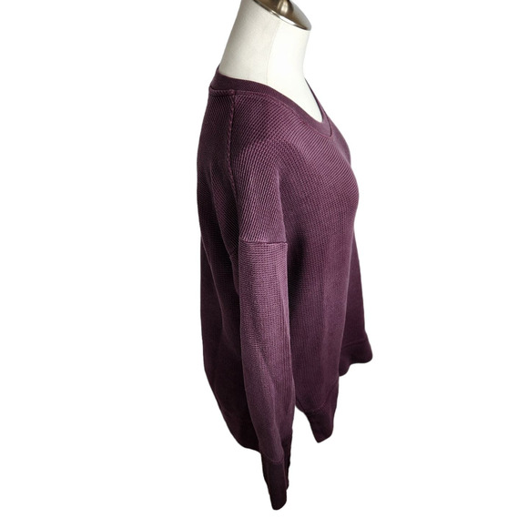 Athleta Coaster Luxe Waffle Sweatshirt Womens Medium Burgundy - Picture 4 of 7
